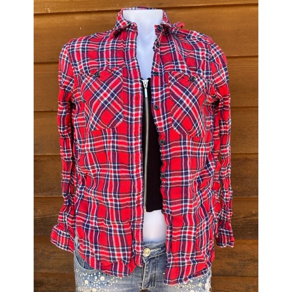 Ralph Lauren Denim & Supply Red flannel Button Down Plaid Shirt Size S - Picture 1 of 10